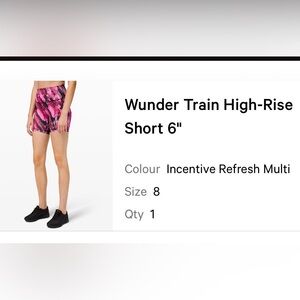 Lululemon Wunder Train High-Rise Athletic Short 6" size 8